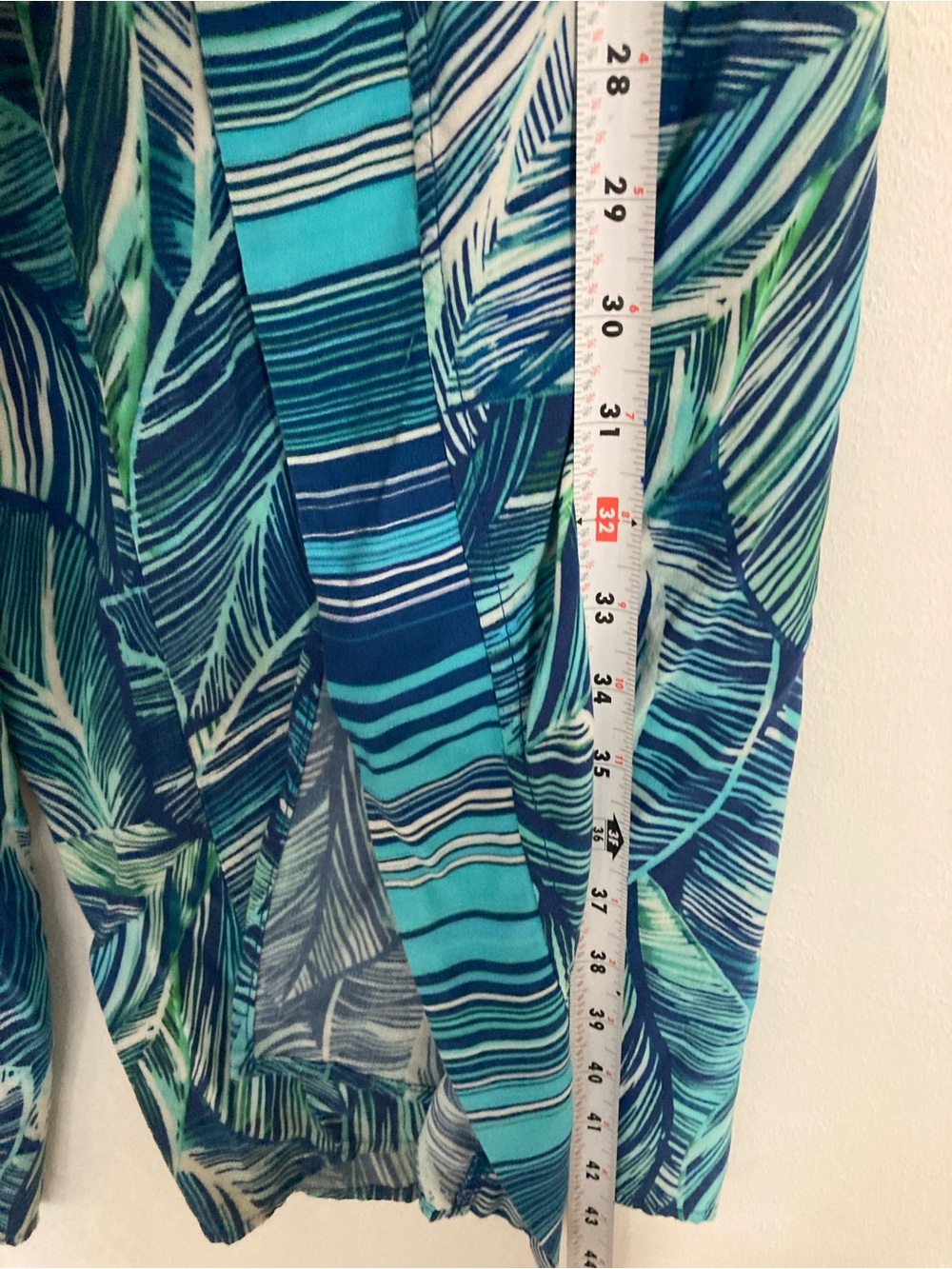 La Blanca Women's Cover up Pants Sketched Leaves Open Wide Legs Aqua Small - Picture 6 of 14